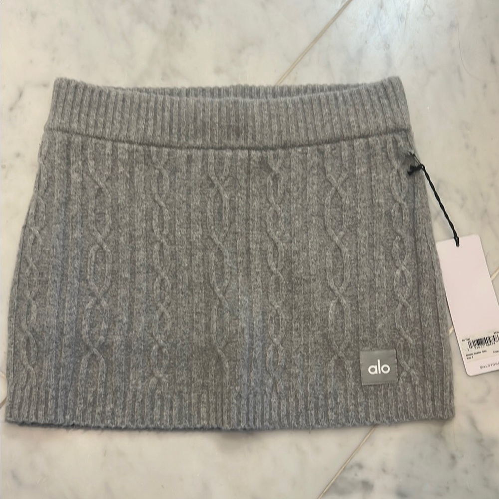 ALO Yoga Grey Cable-Knit Mini Skirt